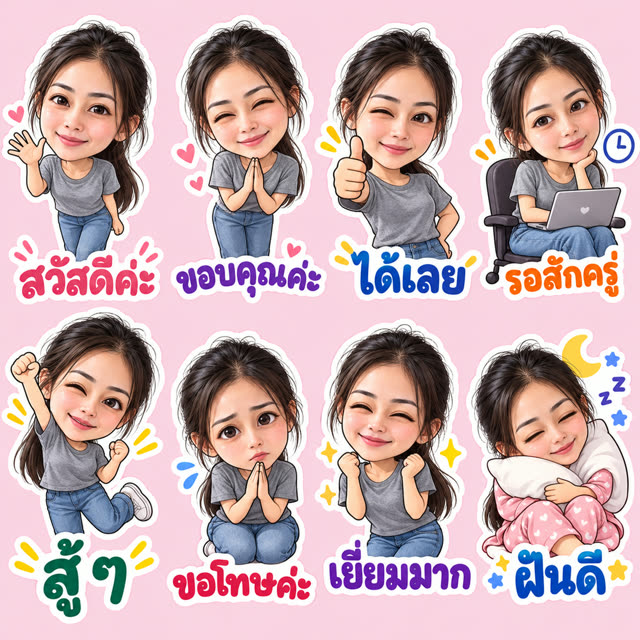 ตัวอย่าง AI ทำสติกเกอร์และการ์ตูนจากรูปตัวเอง