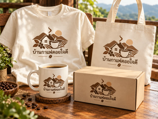 ตัวอย่าง AI ทำโลโก้และชุดแบรนด์ร้าน